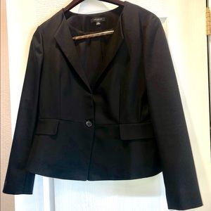 Ann Taylor Black Blazer Peplum One Button 14 EUC